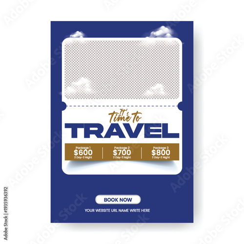 A4 tourism agency marketing template with creative flyer poster layout, adventure tour promotion, study abroad program, airline booking service, hotel resort brochure.