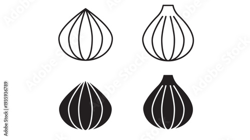 Figs outline icon set with solid variations, black and white fruit symbols, representing natural produce in different styles