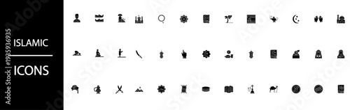 Collection of modern Islamic icons for design and cultural projects