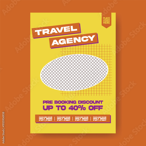 Professional Retro Vintage Style Travel Brochure Cover Template, Summer Adventure Tour Flyer Poster Design, Airline Booking Promotion, Holiday Package Marketing, Global Travel Tourism Agency