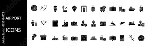 Airport icons for travel and transportation designs