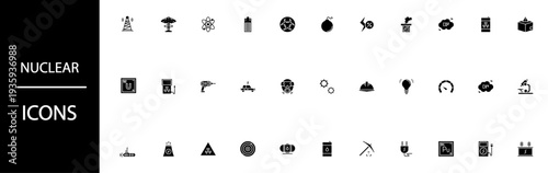 Nuclear power and energy icons for business and technology use