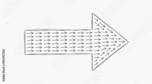 Hand-drawn arrow graphic filled with numerous smaller arrows indicating forward momentum and