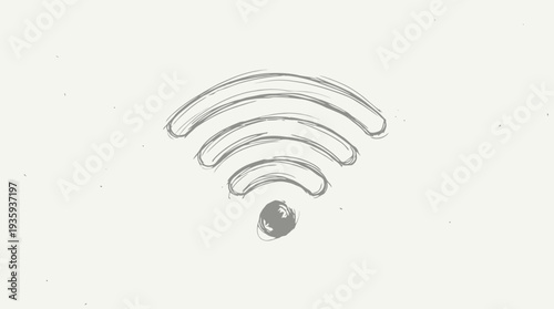 Hand-drawn wifi symbol sketch representing wireless connectivity and communication
