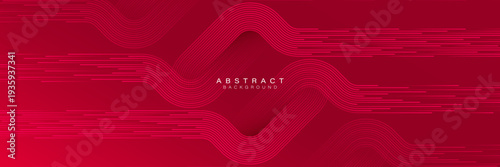 Red abstract background with glowing geometric lines. Modern futuristic graphic. Suit for header, business, banner, cover, corporate, website, advertising