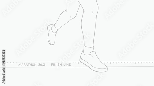 Legs of a runner crossing the finish line of a marathon indicating achievement and completion