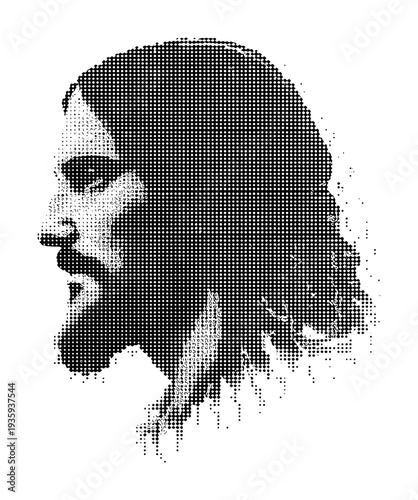 stylized silhouette of jesus christ (dots raster artwork 1)