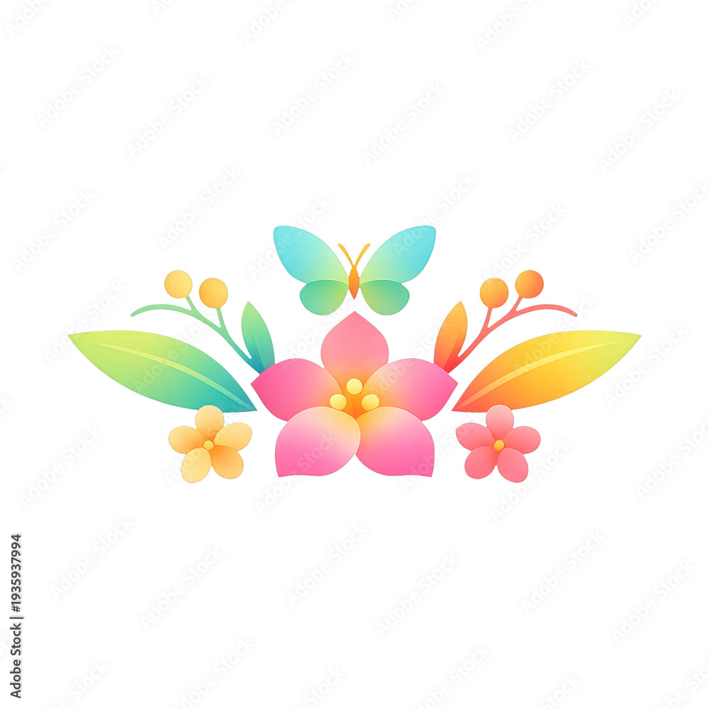 Obraz premium PNG Colorful floral butterfly design