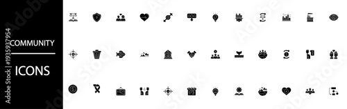 Collection of modern community icons for social projects