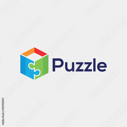 puzzle logo design vector format