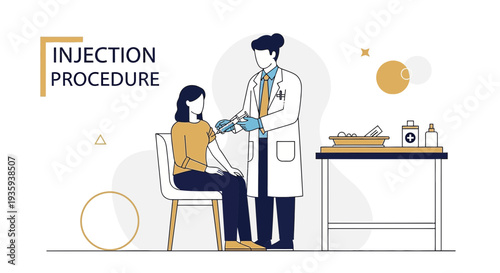 Doctor giving injection to patient, Medical procedure, Healthcare concept