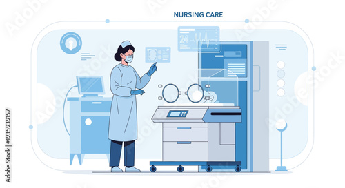Nurse Using Advanced Technology for Neonatal Care in Modern Hospital