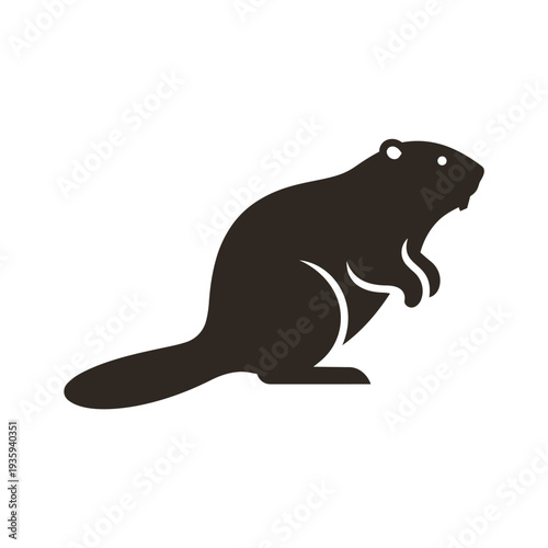 North American Beaver Silhouette Vector - Wetland Wildlife Semi-Aquatic Rodent Nature Graphic