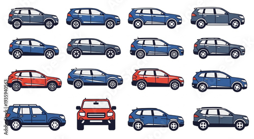 Collection of Various Cars Illustration.