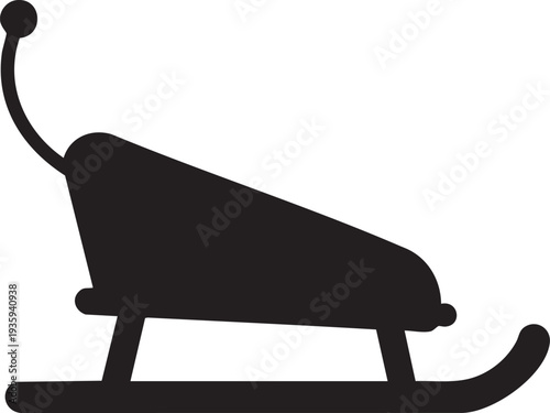 Black Silhouette Sled Icon – Winter Sledge or Toboggan Vector Illustration on White Background
