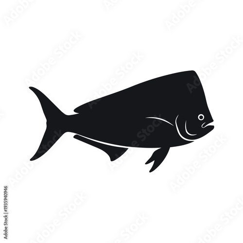Mahi Mahi Silhouette Vector - Dorado Dolphinfish Marine Wildlife Icon - Saltwater Game Fish Graphic
