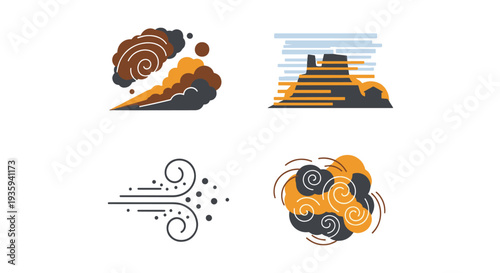 Dust storm Line art vector abstract color design