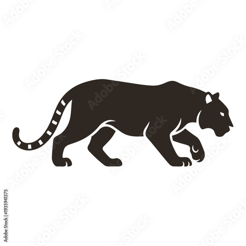 Majestic Prowling Tiger Silhouette Vector - Bengal Tiger Wildlife Safari Stalking Big Cat Graphic