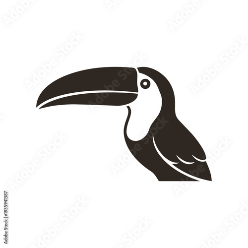 Majestic Toucan Head Profile Silhouette Vector - Tropical Jungle Bird Wildlife Exotic Nature Graphic