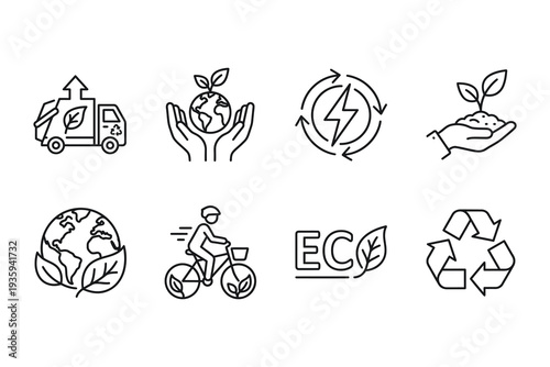 Eco-Friendly Icons: Recycling, Green Energy, and Sustainable Transport