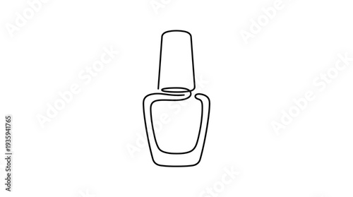 Nail Polish Bottle One-Line Icon, Single Continuous Line Minimal Manicure Outline