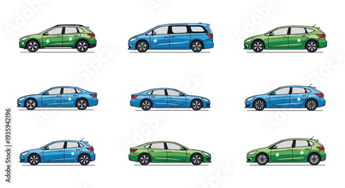 Collection of Various Colored Cars.