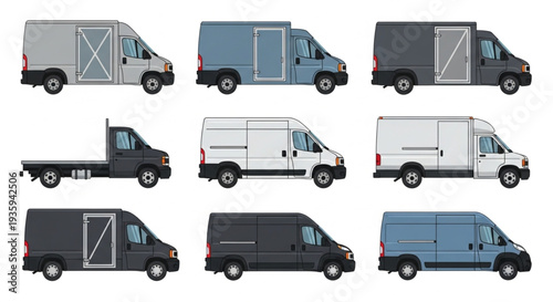 Collection of Various Delivery Vans.