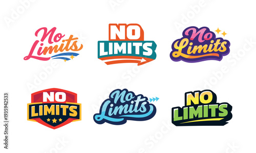 Clean modern holiday banner illustration displaying modern lettering logo set for No Limits, professional logo-style typography