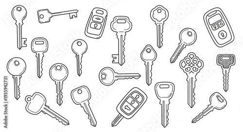 Collection of Various Keys and Remotes.