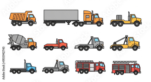 Collection of Various Heavy Duty Trucks.