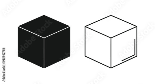 Contrast cubes: solid vs outline Vector