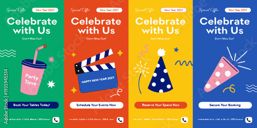 Celebrate With Us – New Year 2027 Event Designs, Festive Posters, Creative Party Templates & Modern Booking Graphics for Holiday Gatherings and Special Occasions