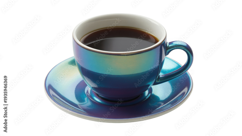 Obraz premium Close-up of iridescent coffee cup shiny