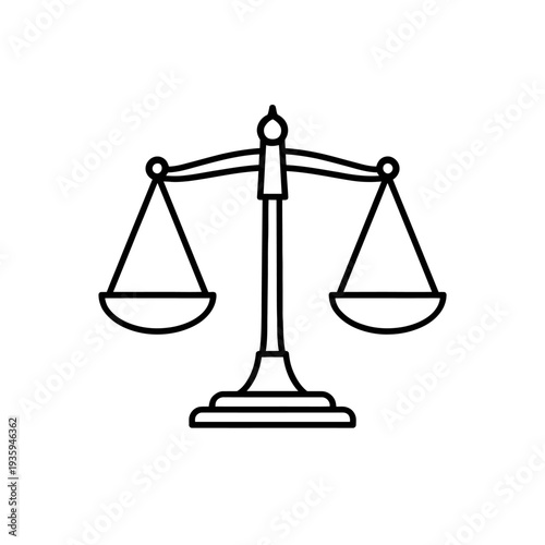 Simple line art illustration of a balance scale representing justice and equilibrium perfect for legal or business concepts on a white background