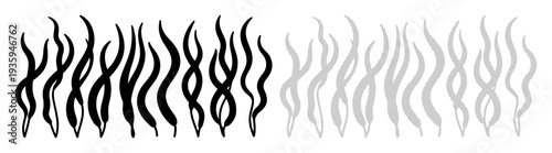 Abstract wavy black and gray lines forming a dynamic, flowing pattern