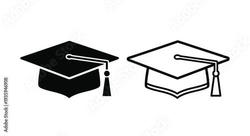 Graduation caps - academic diploma icons Vector