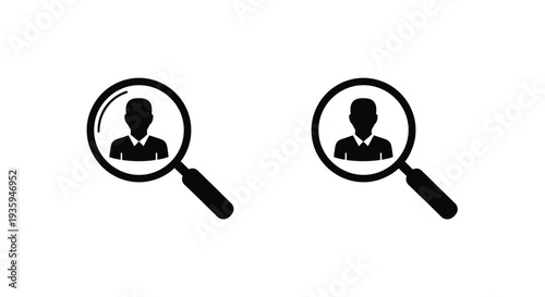 Professional searching silhouette icons Vector