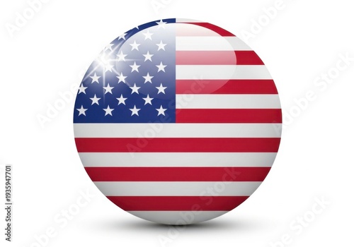 American flag on a sphere isolated on white background