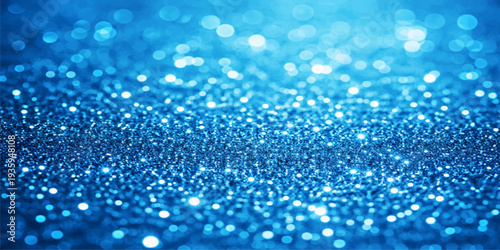 Clear water drops on a blue liquid background create a clean abstract macro texture with light reflections and wet bubbles