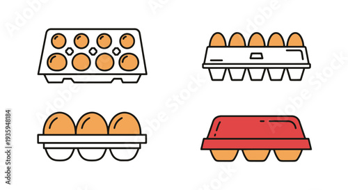 Egg tray Line art vector set elegant colorful abstract