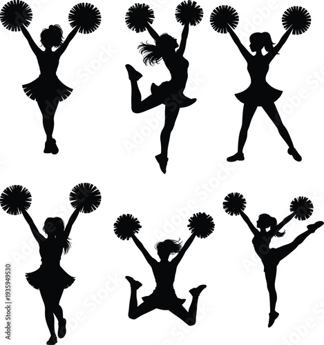 Cheerleader Silhouettes, A Collection of Energetic Poses, Athletic Stunts, and Spirited Dance Sequences for Sports