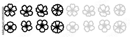A collection of simple floral outlines transitioning from black to gray, suggesting a fading or evolving pattern.
