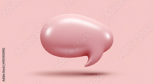 Pink speech bubble floating in air on transparent background with shadow