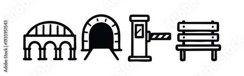 Public Infrastructure and Travel Doodle Icons