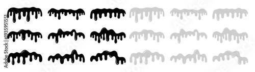 Abstract organic shapes with dripping effect in black and gray