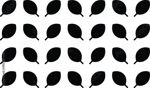 Seamless Pattern of Black Leaf Silhouettes with Stems on a White Background plant silhouette foliage silhouette