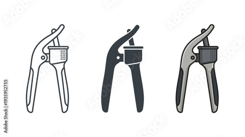 Garlic Press Isolated on White Background Vector Illustration