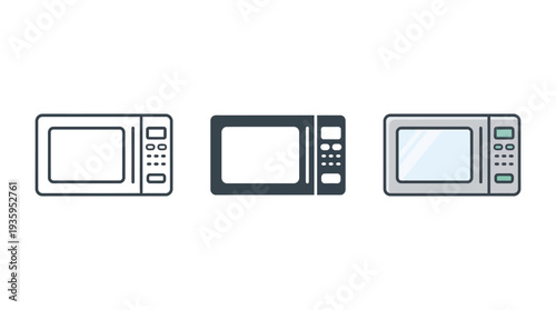 Microwave Oven Icon Set on White Background