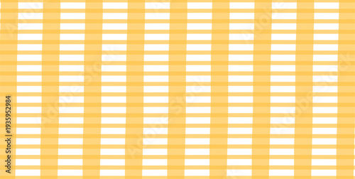 Seamless pattern of yellow striped bamboo fabric texture with squares and wooden lines on a brown material backdrop