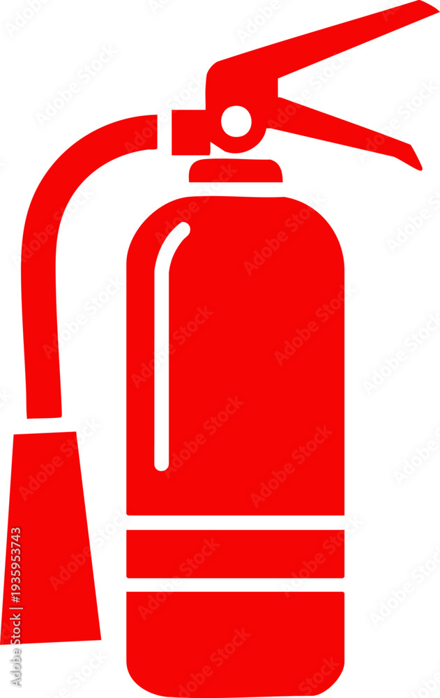 Obraz premium Fire extinguisher icon, red safety equipment vector illustration. Emergency protection sign, flat graphic symbol for fire prevention and building security vector